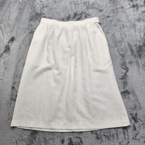 Vintage Item Eyes Skirt Womens M Ivory Cream Pleated Pencil‎ Side Button Office